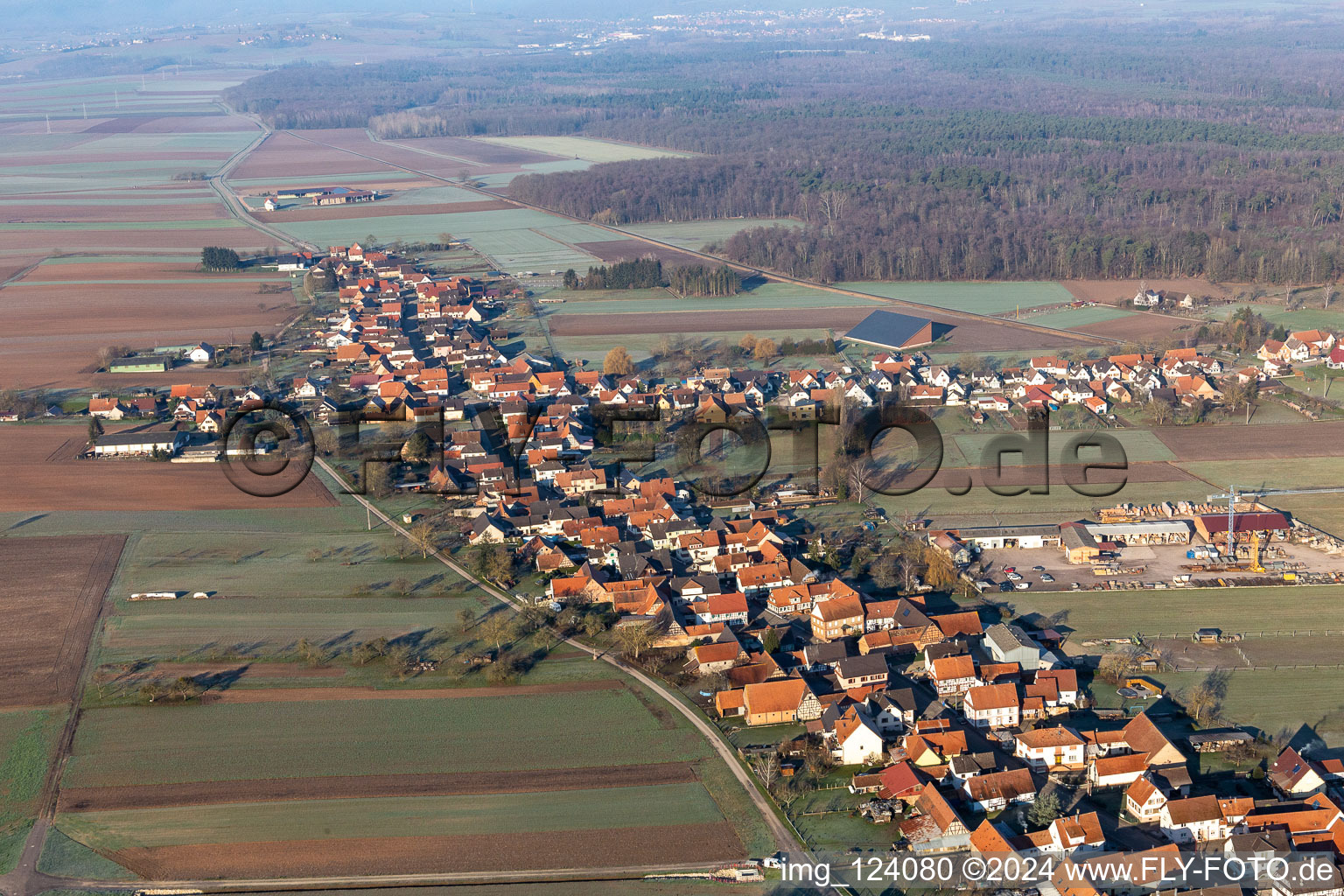 Vue oblique de Schleithal dans le département Bas Rhin, France