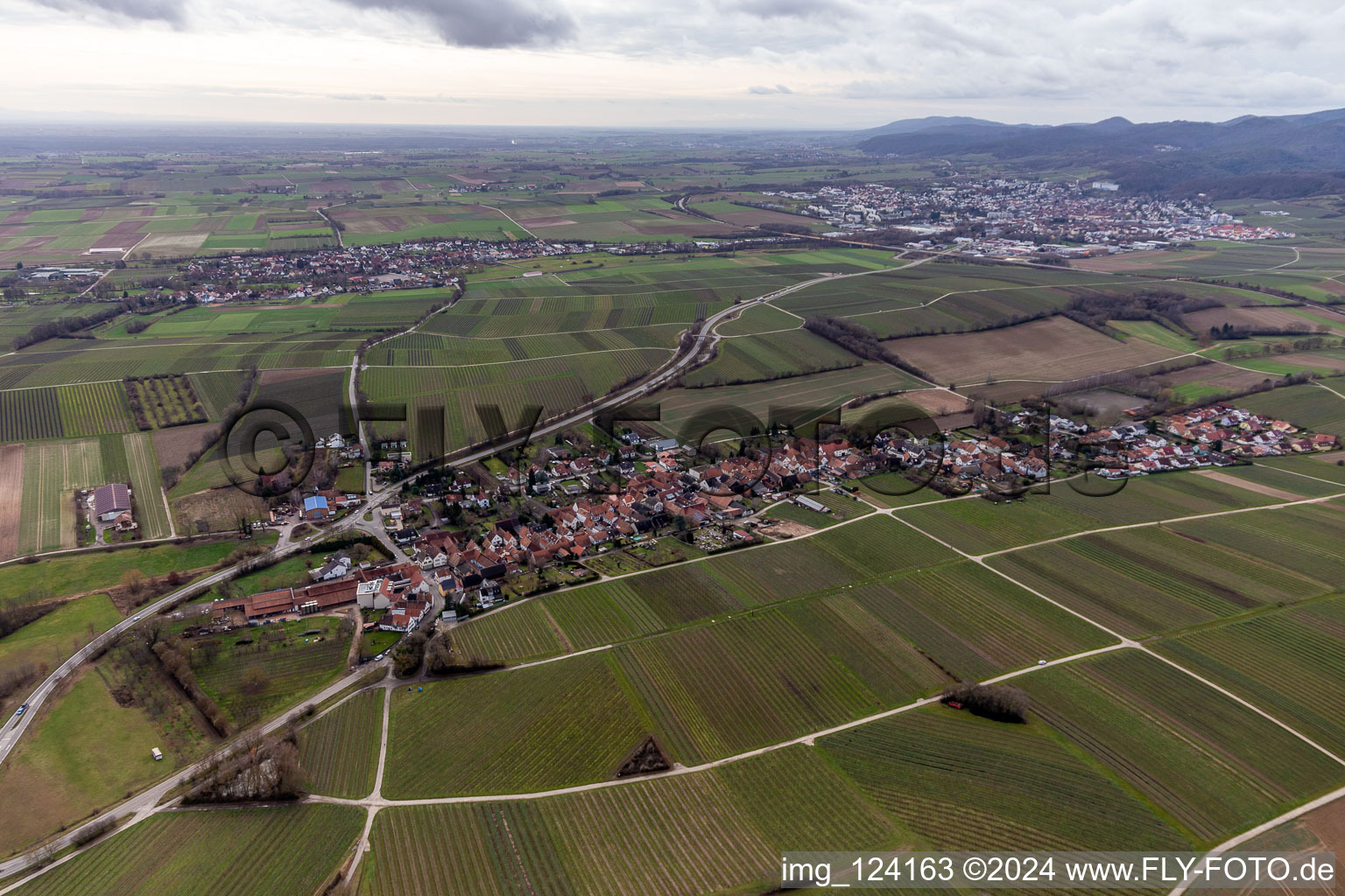 Niederhorbach dans le département Rhénanie-Palatinat, Allemagne depuis l'avion