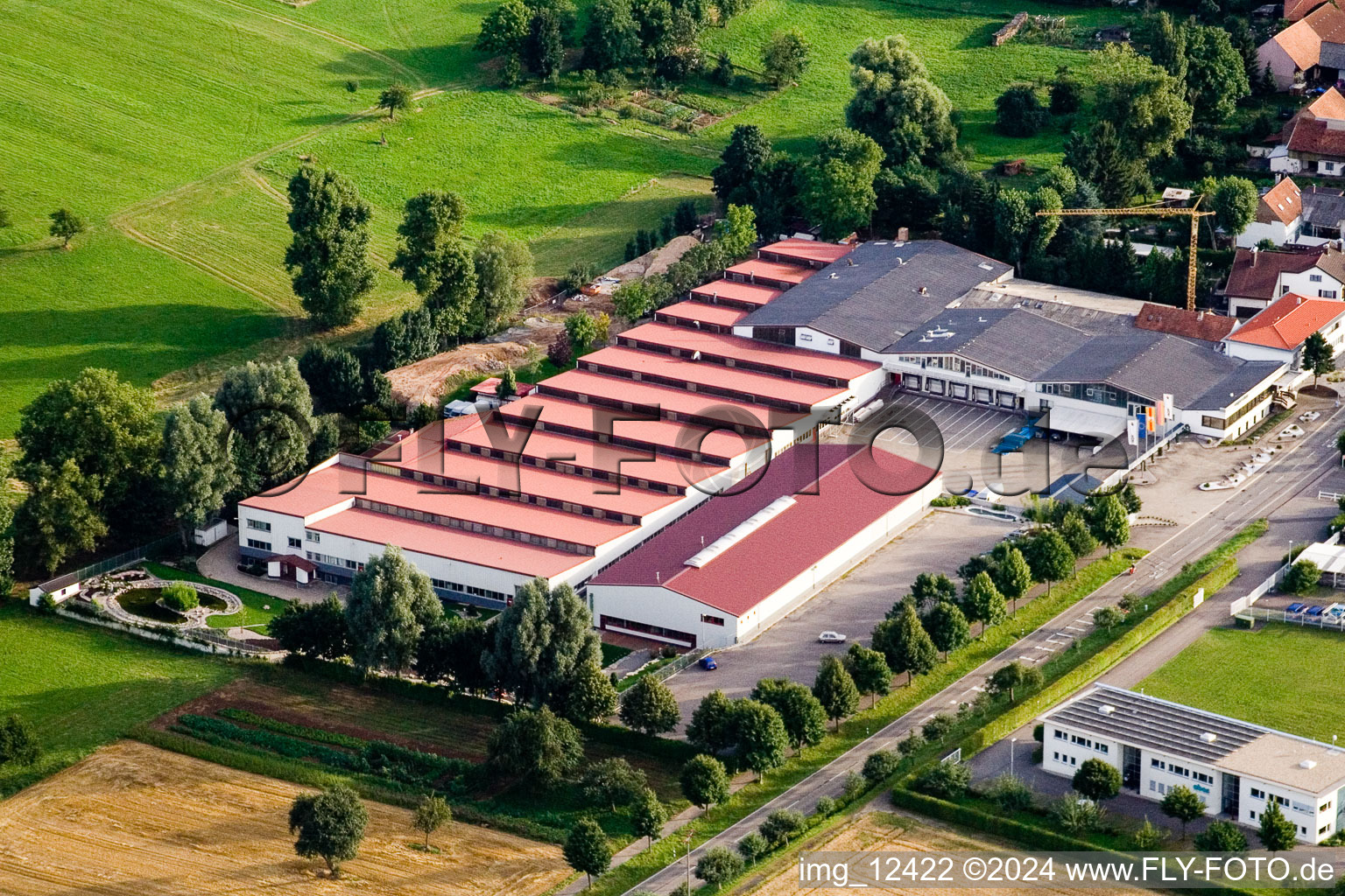 Vue aérienne de Locaux de l'usine Vogelsitz GmbH à Stupferich à le quartier Stupferich in Karlsruhe dans le département Bade-Wurtemberg, Allemagne