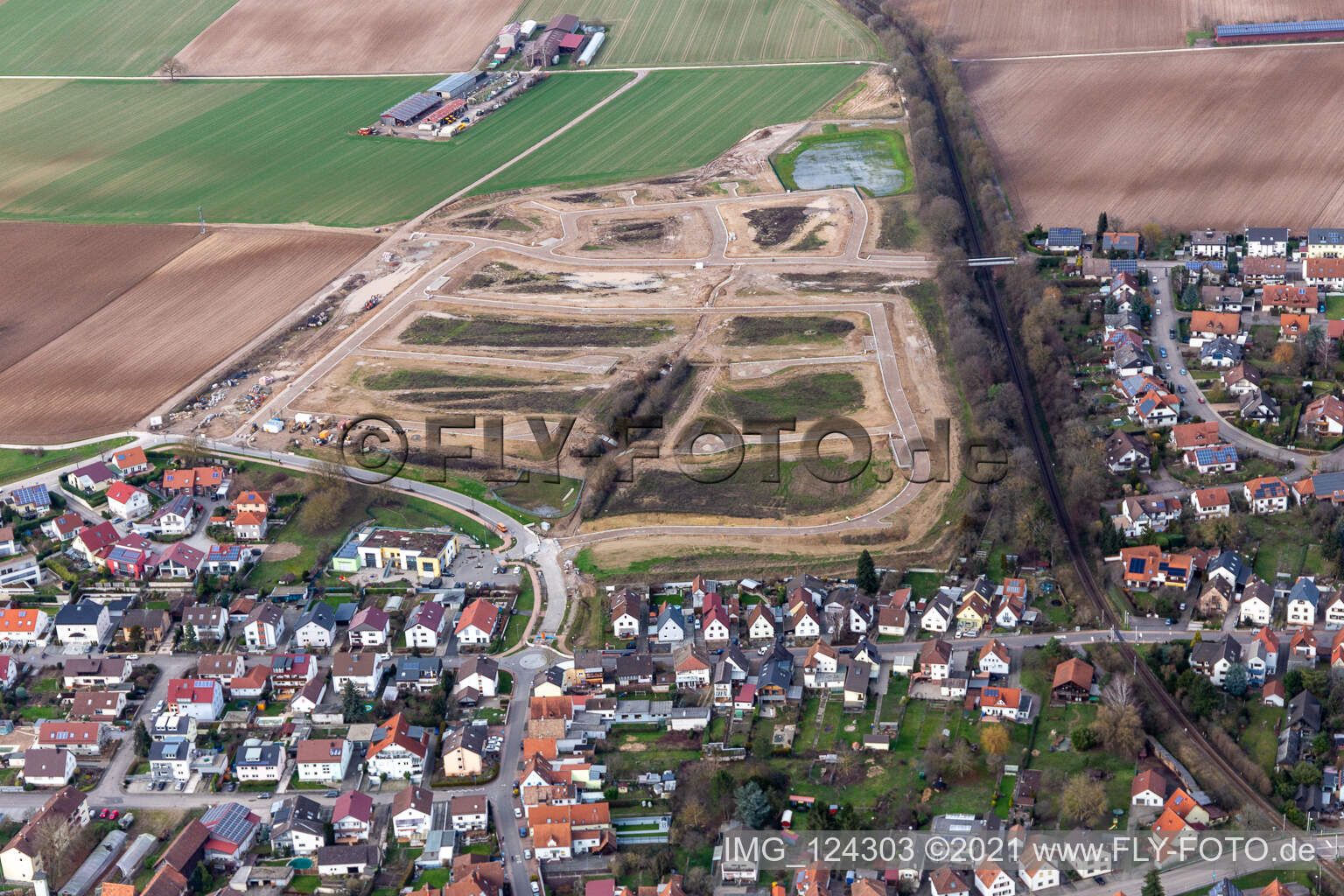Vue oblique de Zone de chantier K2 à Kandel dans le département Rhénanie-Palatinat, Allemagne