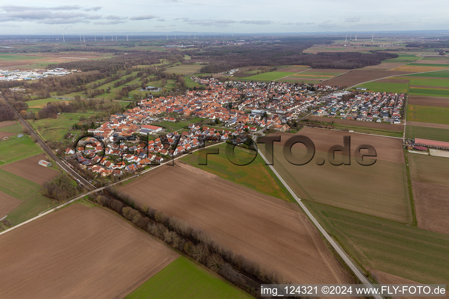 Enregistrement par drone de Steinweiler dans le département Rhénanie-Palatinat, Allemagne