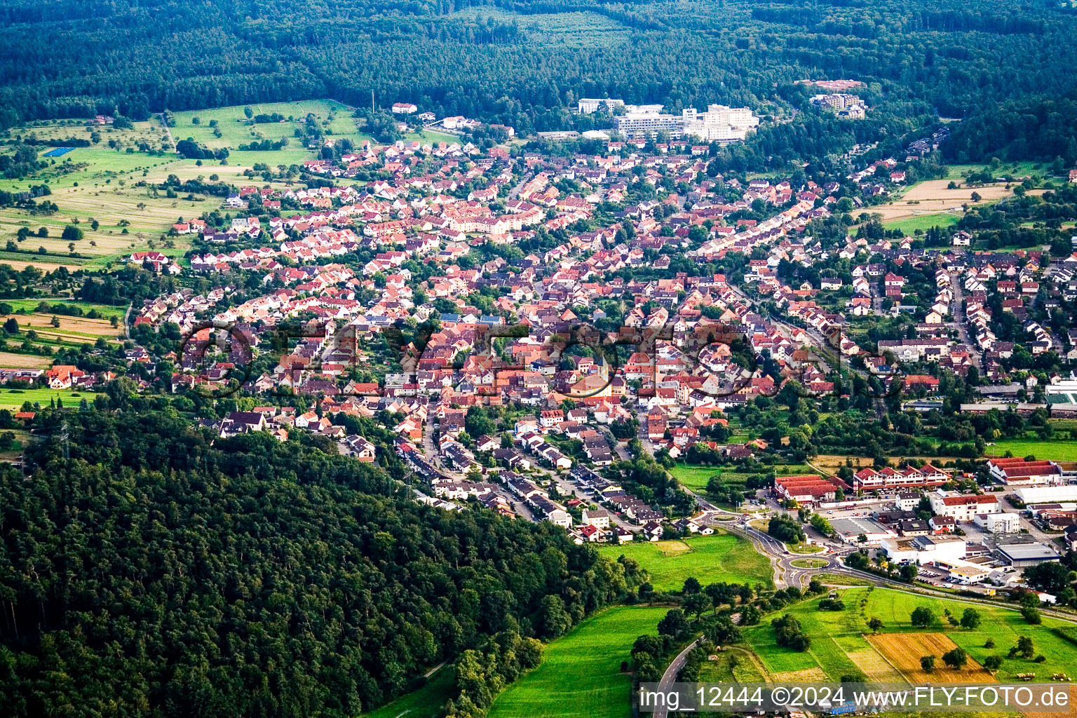 Vue aérienne de Quartier Langensteinbach in Karlsbad dans le département Bade-Wurtemberg, Allemagne