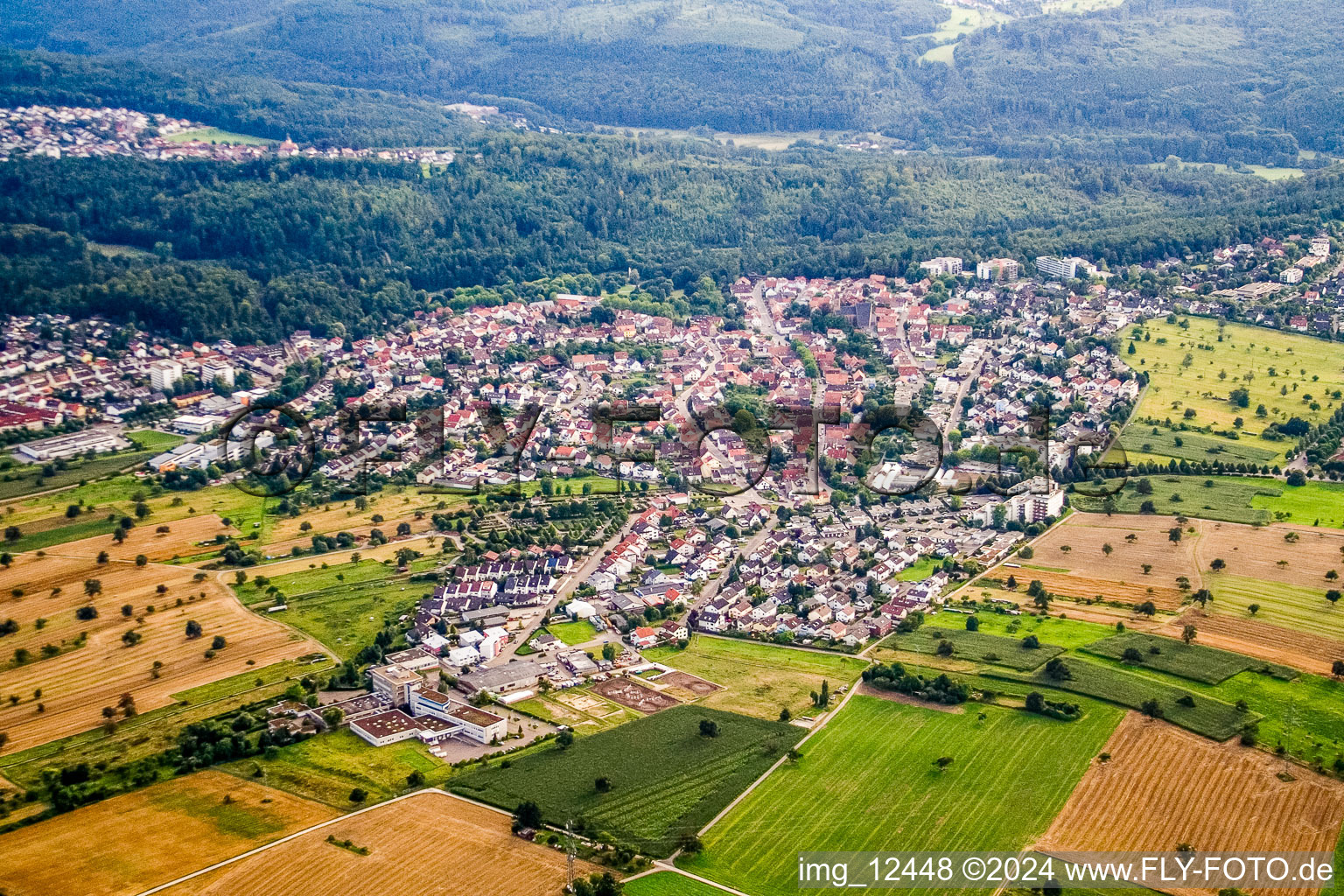 Vue aérienne de De l'est à le quartier Reichenbach in Waldbronn dans le département Bade-Wurtemberg, Allemagne