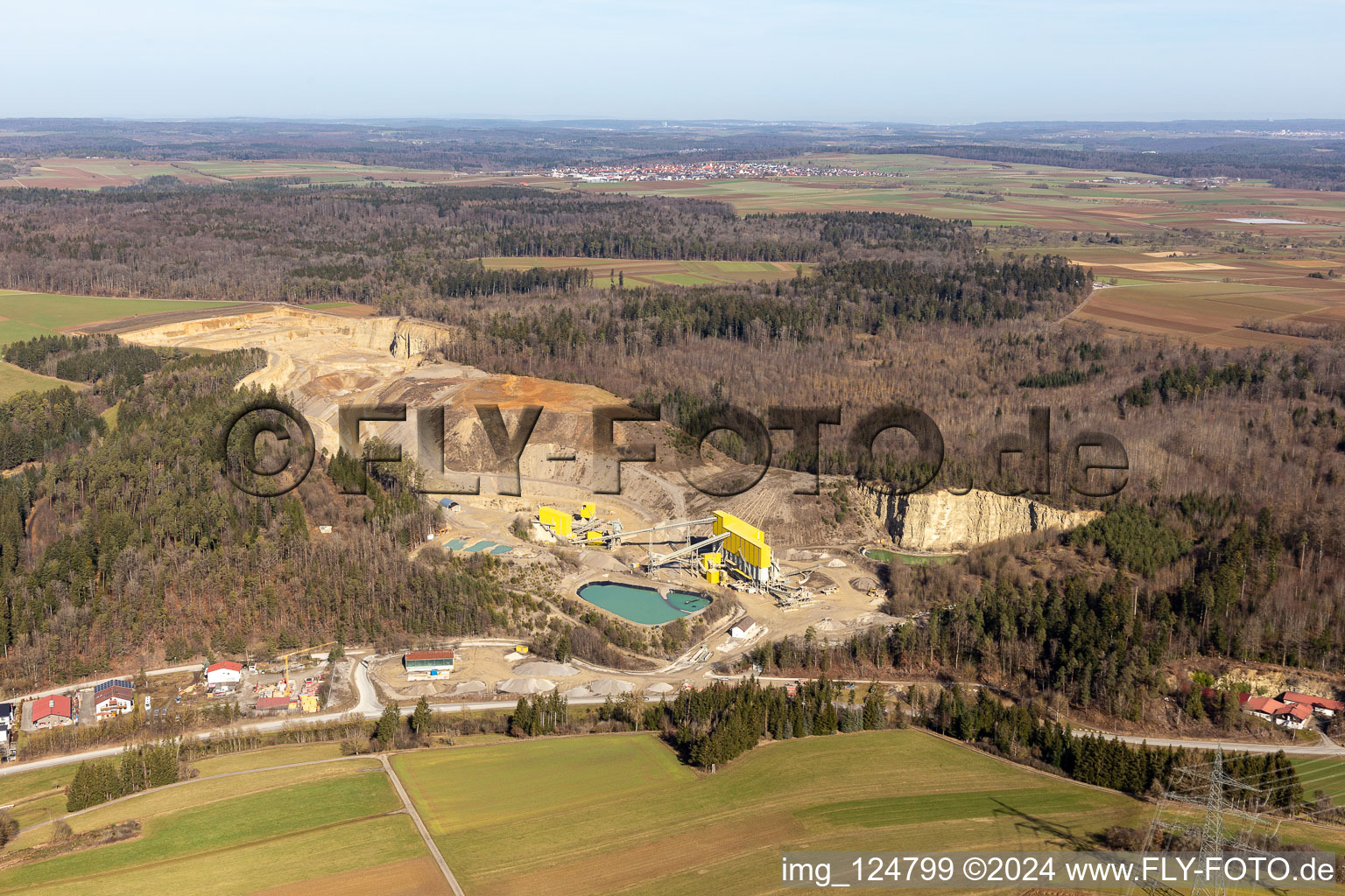 Vue oblique de Carrière, gravière Georg Mast, dépotoir à le quartier Sulz am Eck in Wildberg dans le département Bade-Wurtemberg, Allemagne