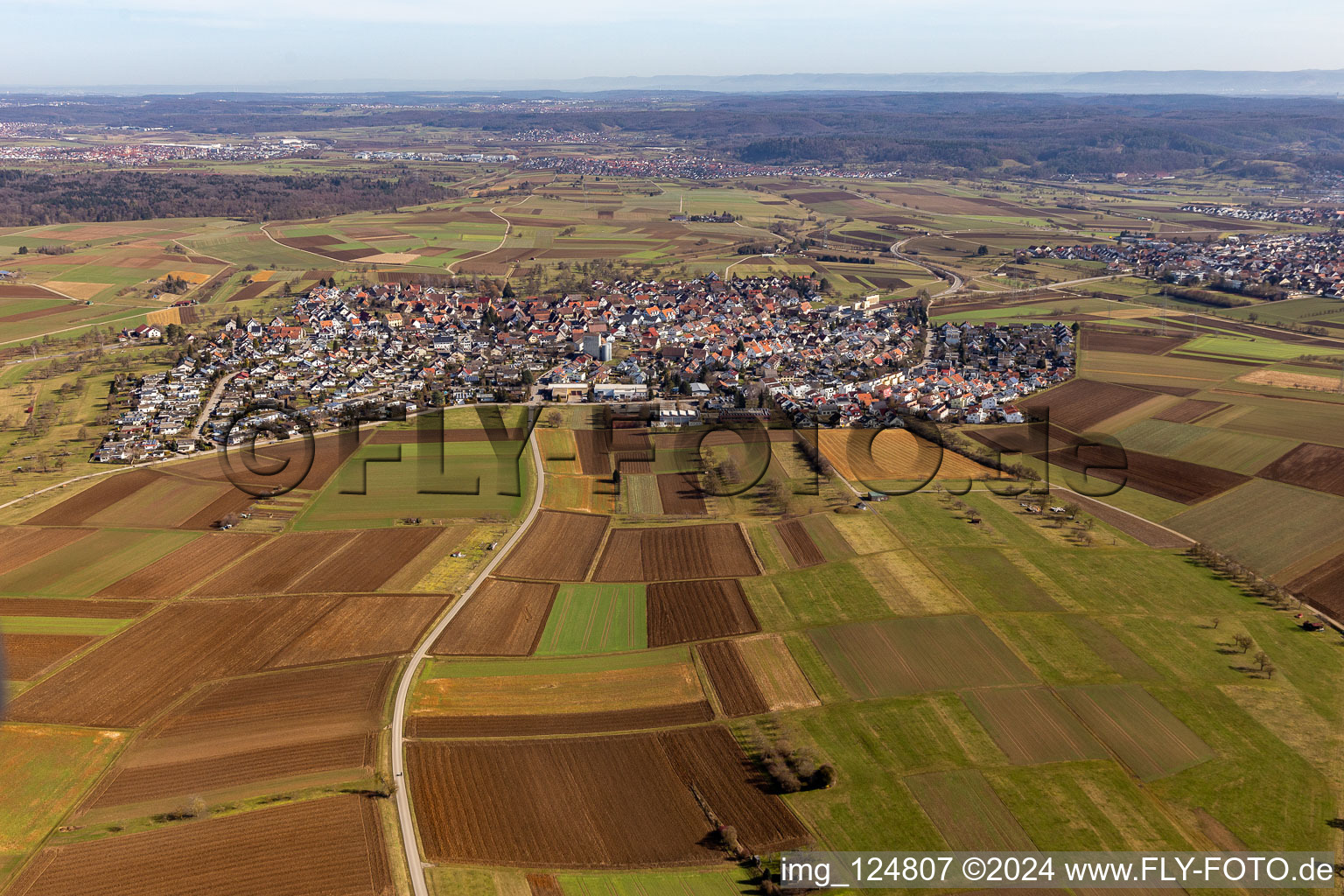 Vue aérienne de De l'ouest à le quartier Oberjesingen in Herrenberg dans le département Bade-Wurtemberg, Allemagne