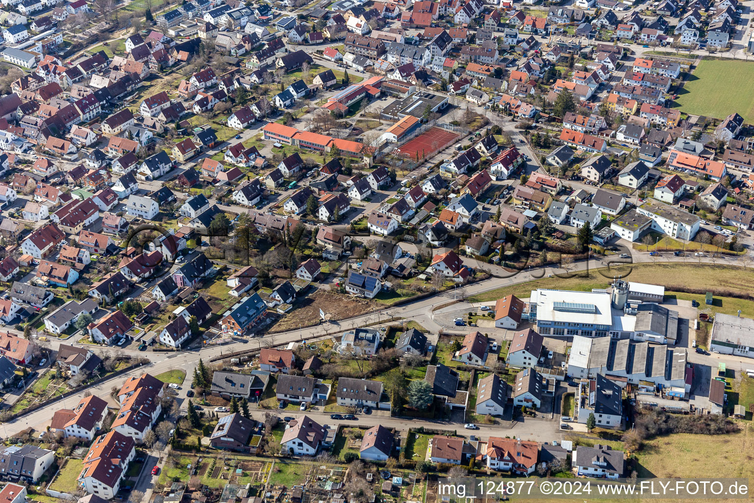 Quartier Malmsheim in Renningen dans le département Bade-Wurtemberg, Allemagne vue d'en haut