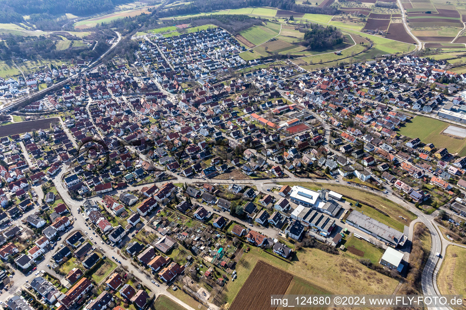 Quartier Malmsheim in Renningen dans le département Bade-Wurtemberg, Allemagne depuis l'avion