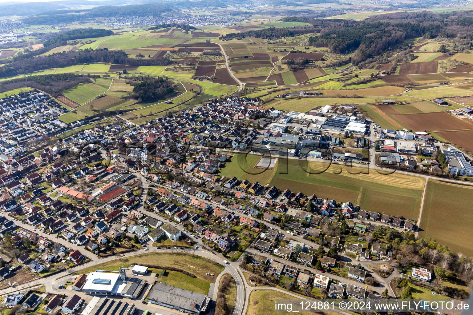 Vue d'oiseau de Quartier Malmsheim in Renningen dans le département Bade-Wurtemberg, Allemagne