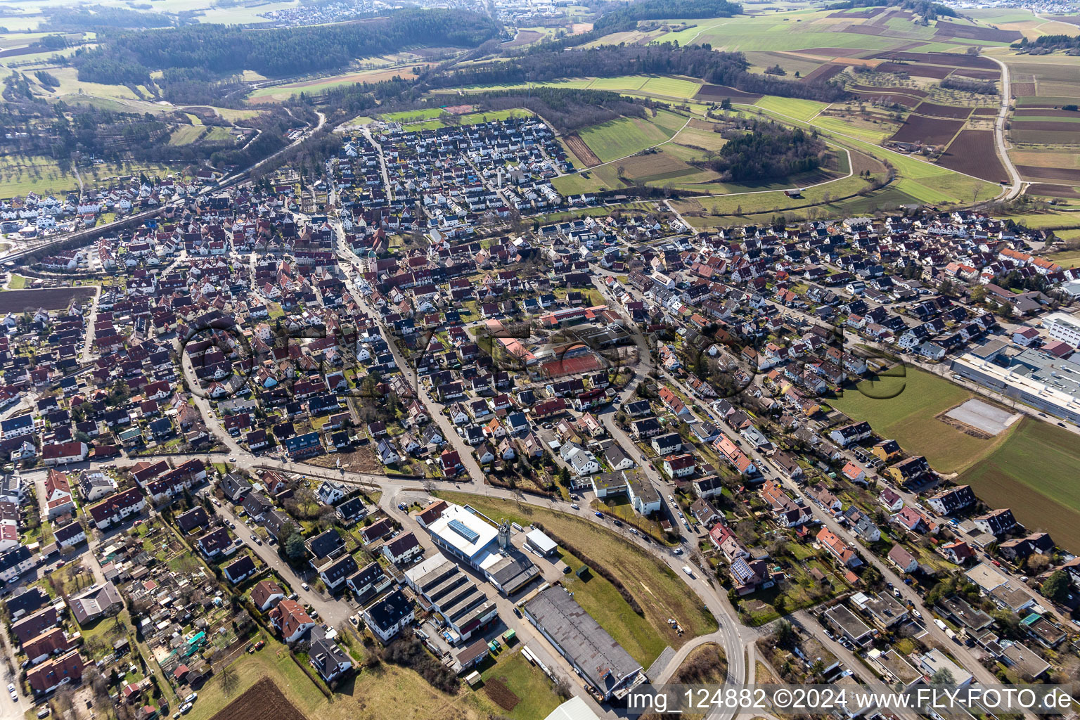 Quartier Malmsheim in Renningen dans le département Bade-Wurtemberg, Allemagne vue du ciel