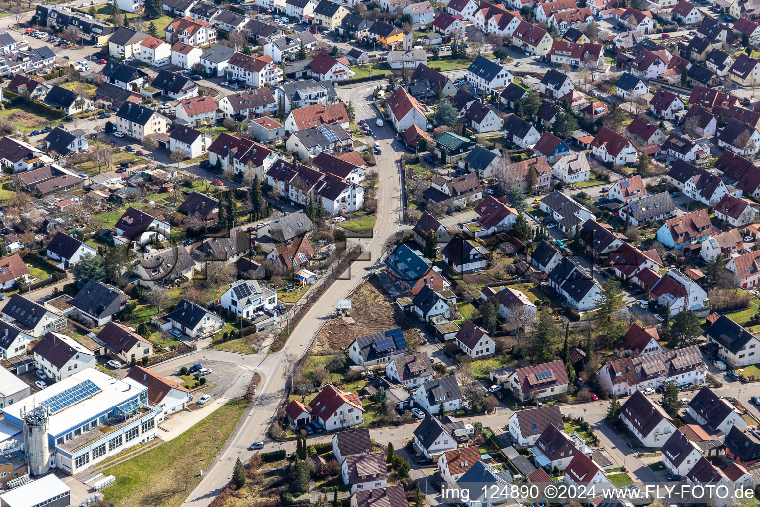 Quartier Malmsheim in Renningen dans le département Bade-Wurtemberg, Allemagne du point de vue du drone