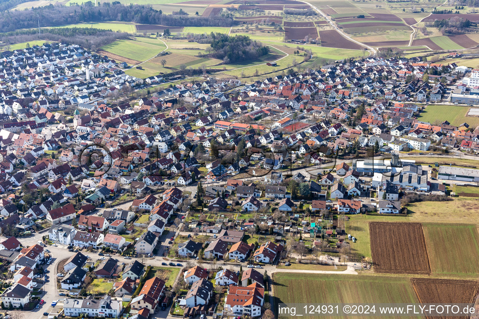 Vue d'oiseau de Quartier Malmsheim in Renningen dans le département Bade-Wurtemberg, Allemagne