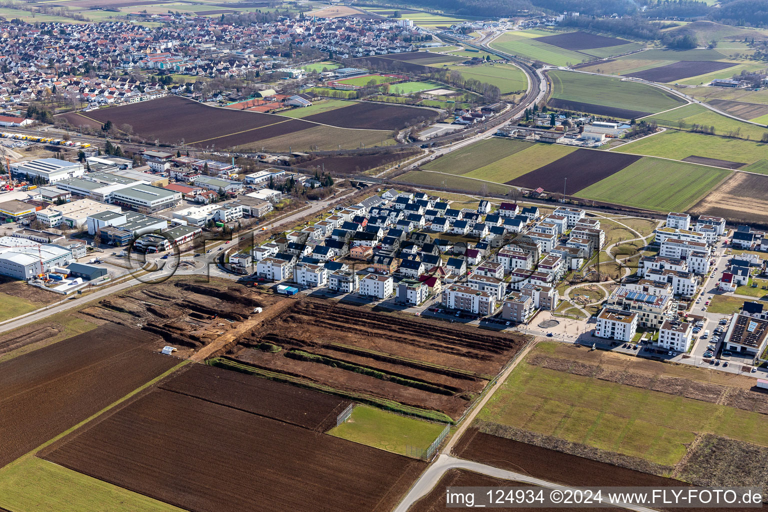 Vue d'oiseau de Renningen dans le département Bade-Wurtemberg, Allemagne