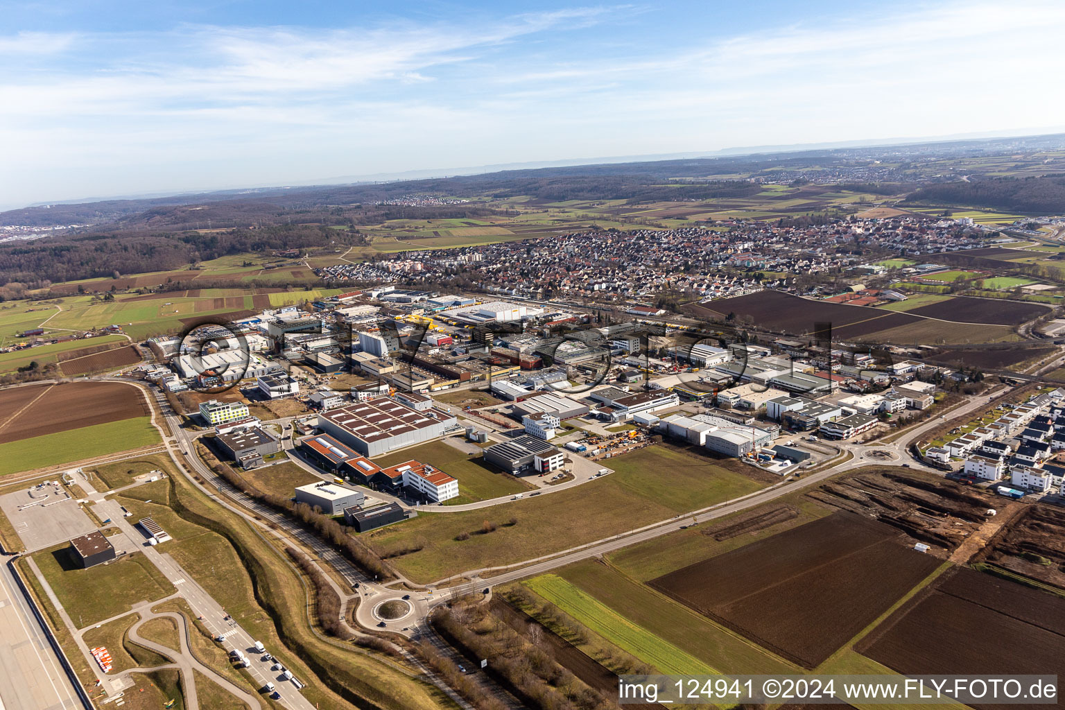 Vue aérienne de Zone industrielle Benzstr à Renningen dans le département Bade-Wurtemberg, Allemagne