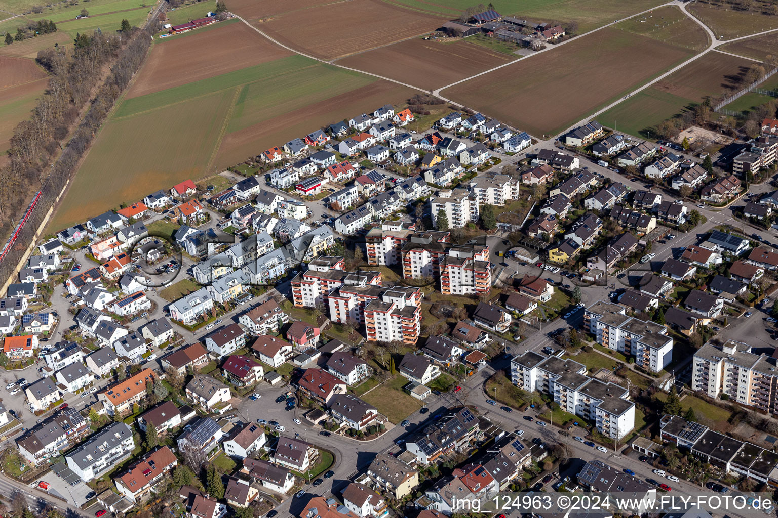 Vue d'oiseau de Renningen dans le département Bade-Wurtemberg, Allemagne