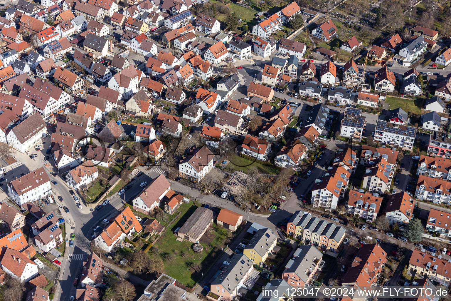 Renningen dans le département Bade-Wurtemberg, Allemagne depuis l'avion