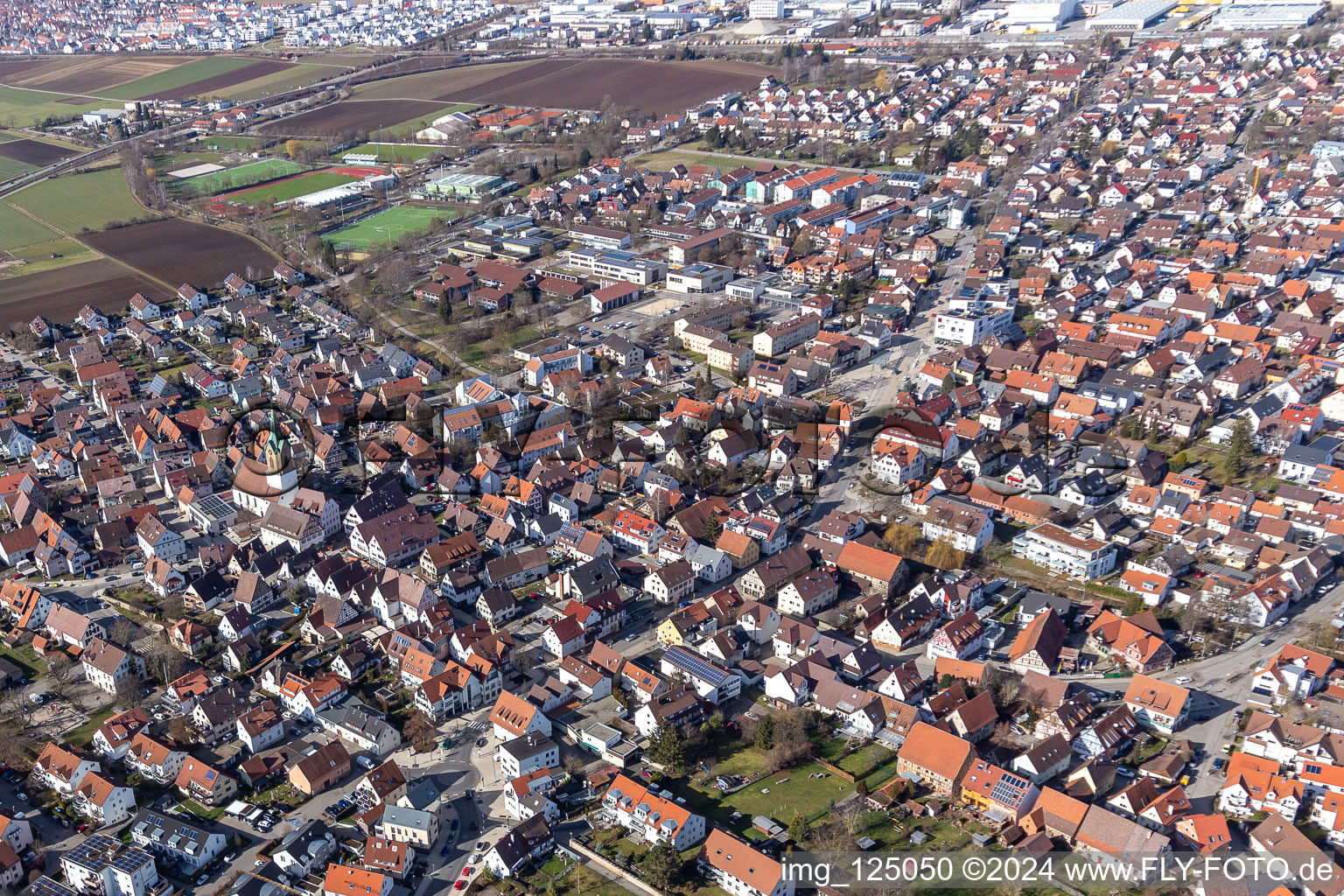 Renningen dans le département Bade-Wurtemberg, Allemagne vue d'en haut