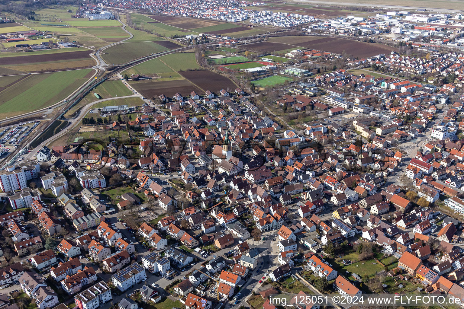 Enregistrement par drone de Renningen dans le département Bade-Wurtemberg, Allemagne