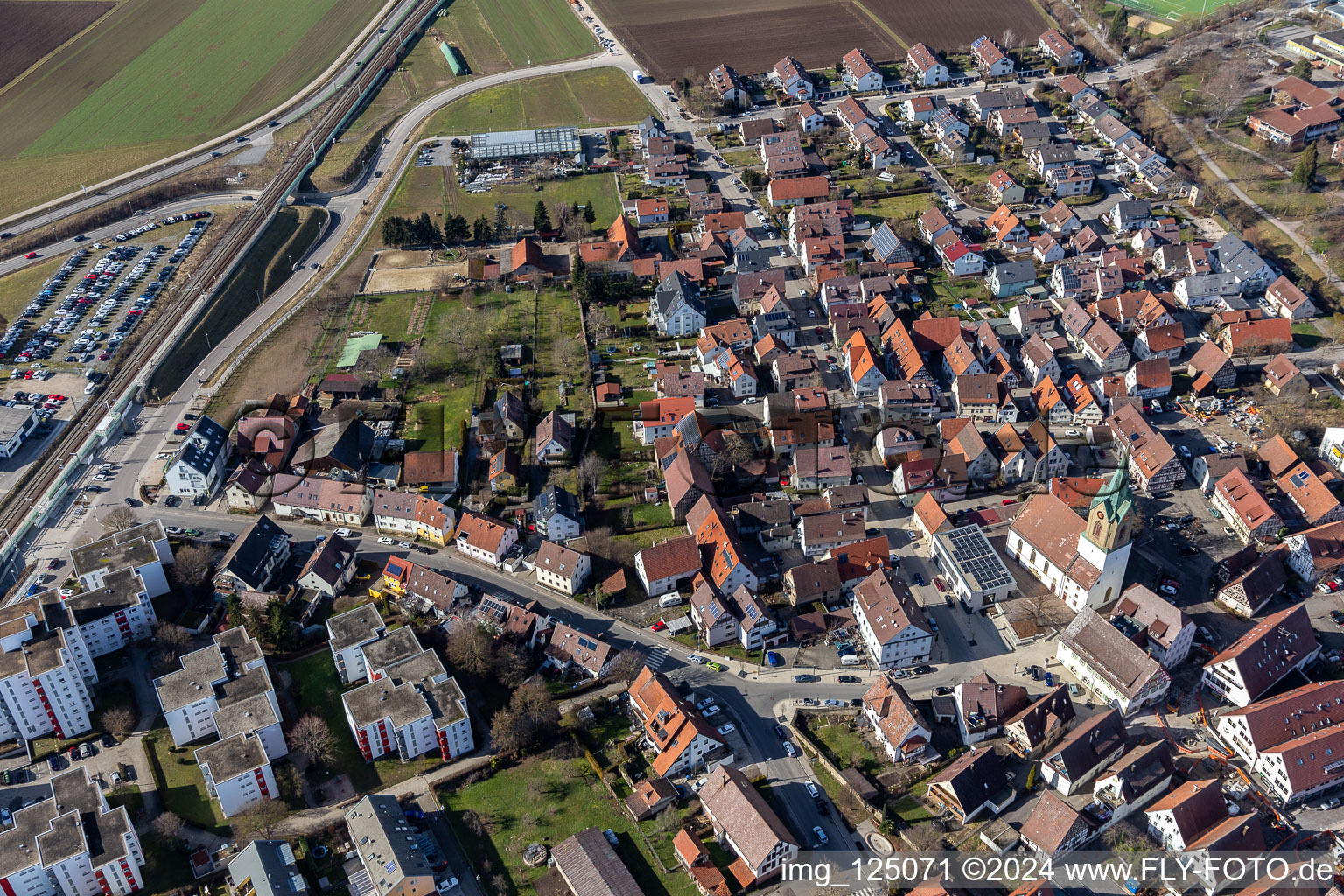 Renningen dans le département Bade-Wurtemberg, Allemagne vue d'en haut