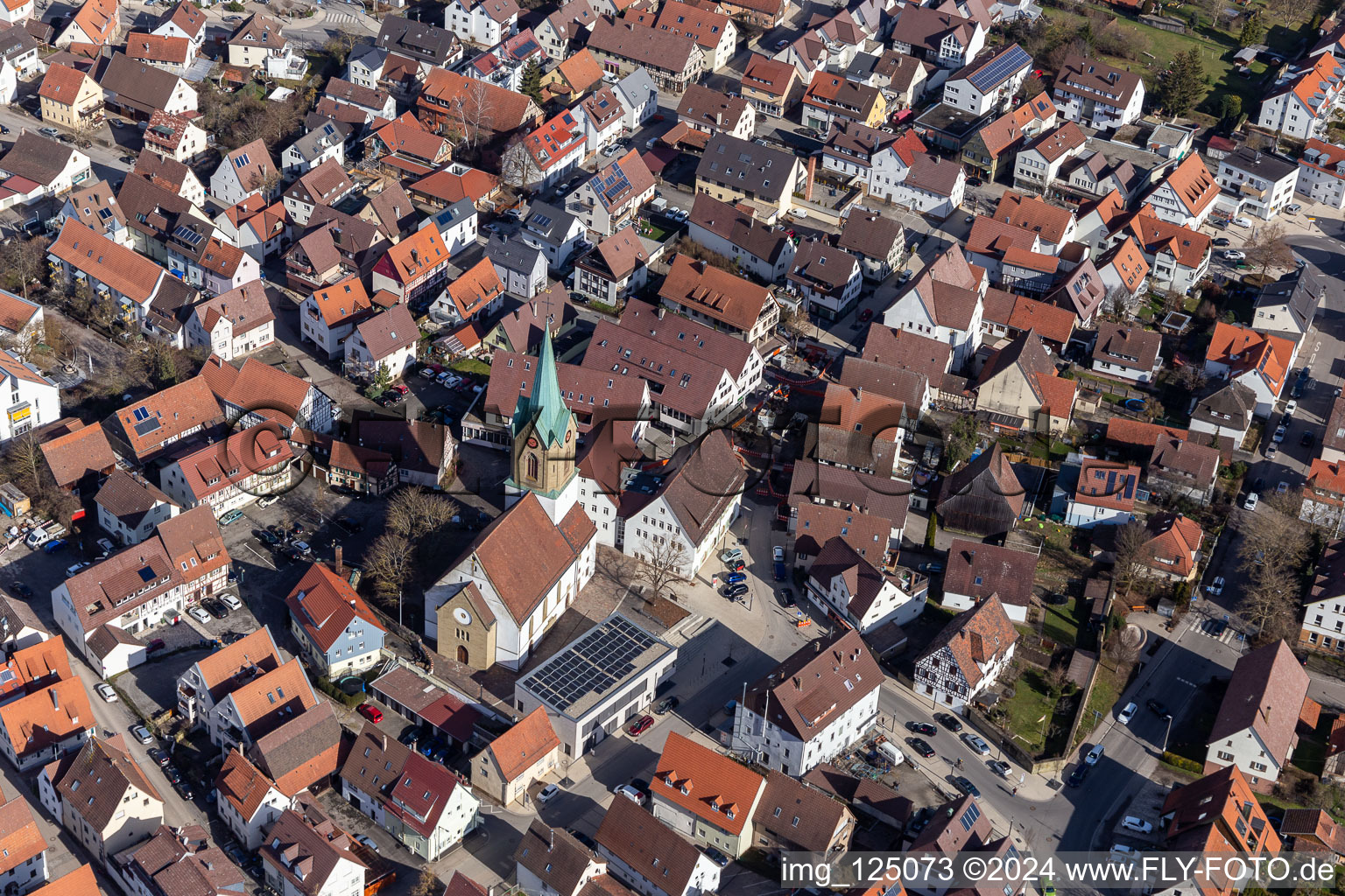 Vue d'oiseau de Renningen dans le département Bade-Wurtemberg, Allemagne