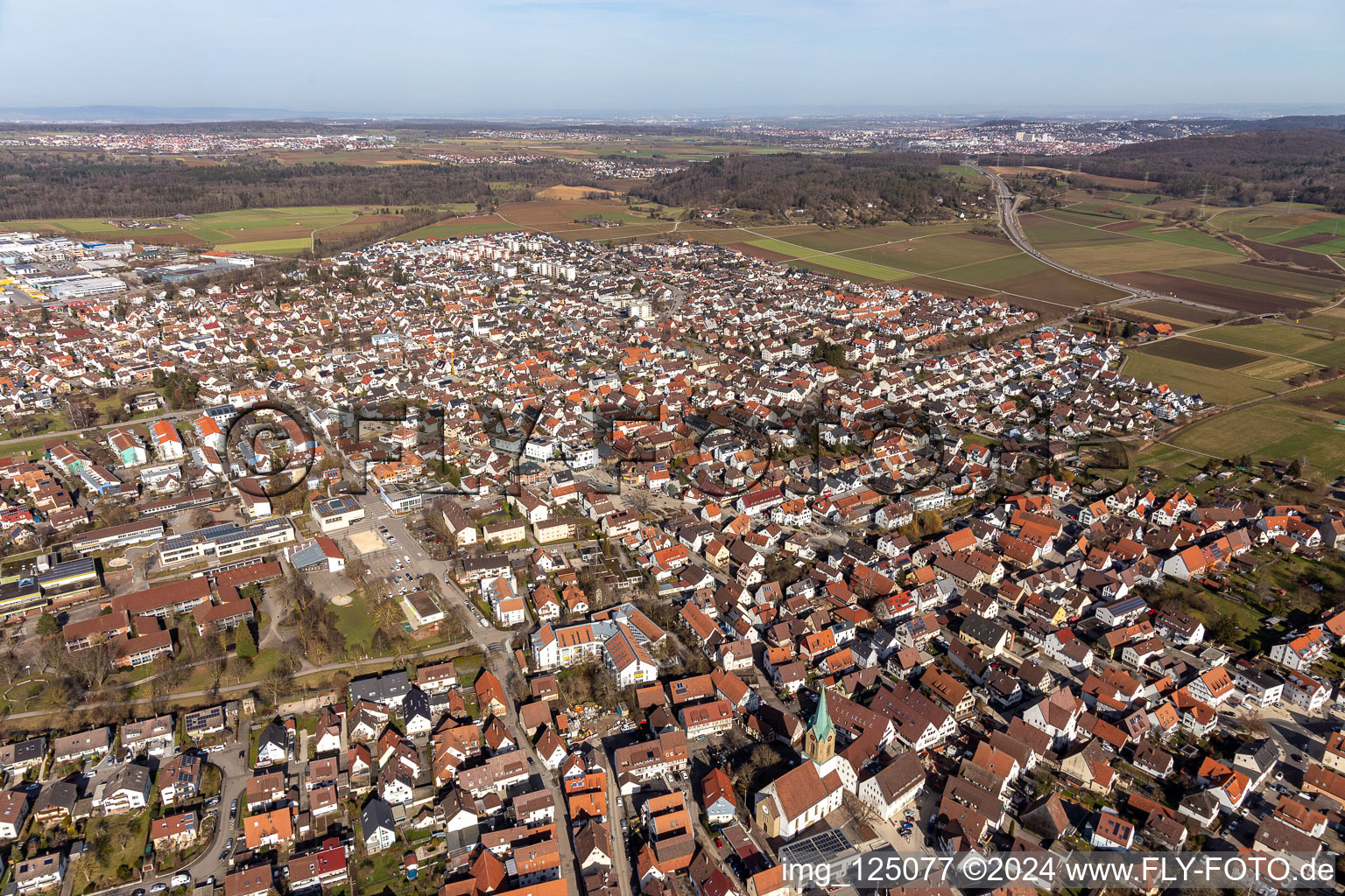 Enregistrement par drone de Renningen dans le département Bade-Wurtemberg, Allemagne