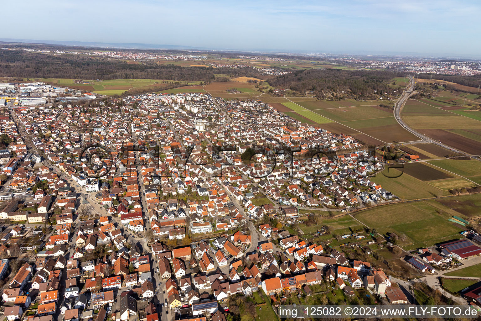 Vue aérienne de Renningen dans le département Bade-Wurtemberg, Allemagne