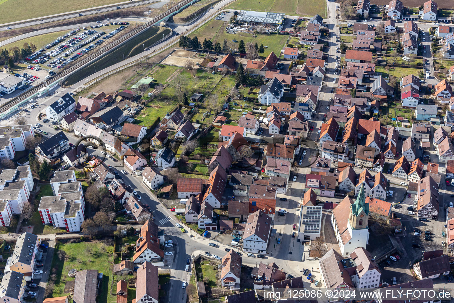 Vue oblique de Renningen dans le département Bade-Wurtemberg, Allemagne