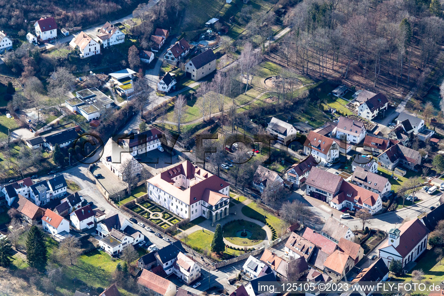 Vue aérienne de Château de Dätzingen à Grafenau dans le département Bade-Wurtemberg, Allemagne