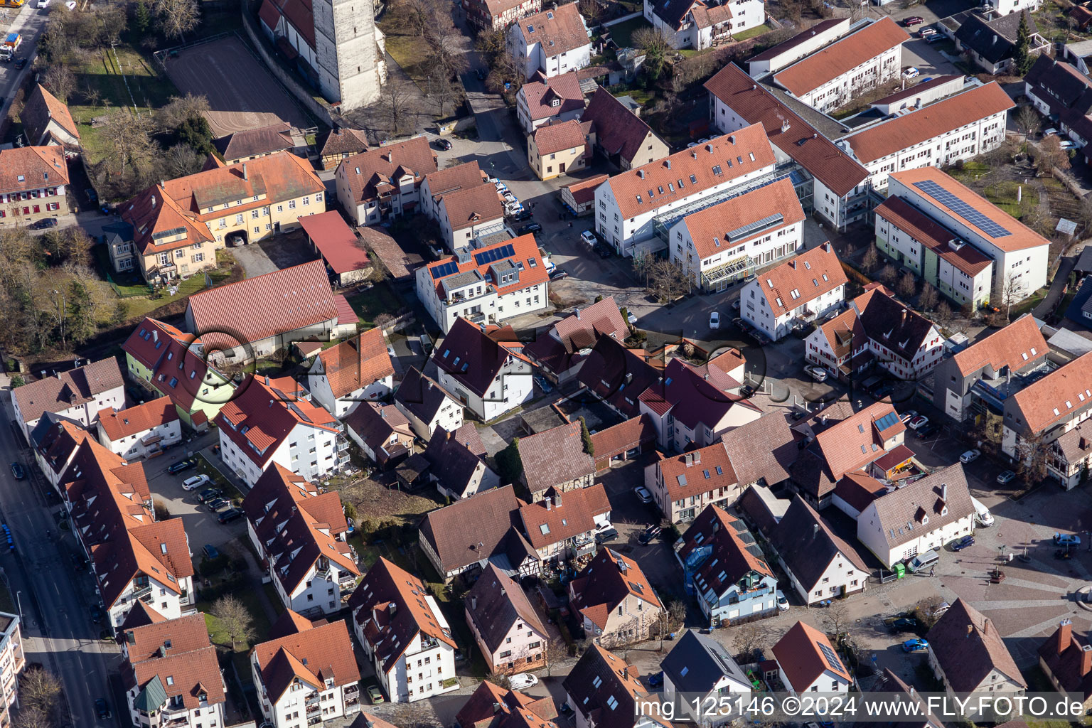 Vue aérienne de Ruelle étroite à Gärtringen dans le département Bade-Wurtemberg, Allemagne