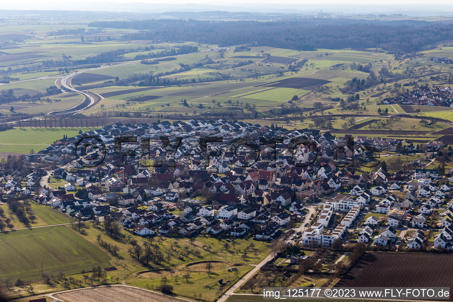 Vue aérienne de De l'est à le quartier Affstätt in Herrenberg dans le département Bade-Wurtemberg, Allemagne