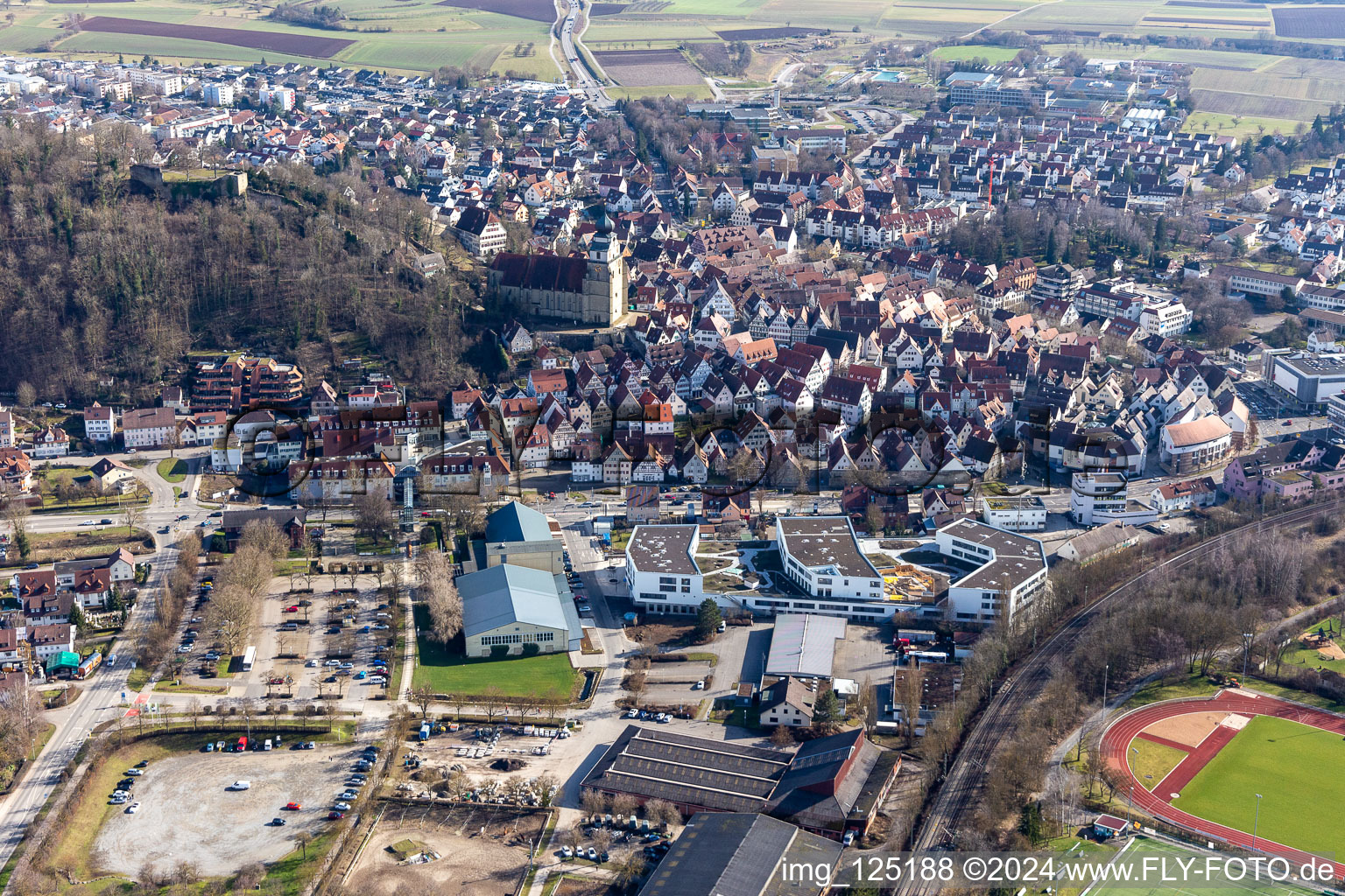 Vue aérienne de Du nord-ouest à Herrenberg dans le département Bade-Wurtemberg, Allemagne