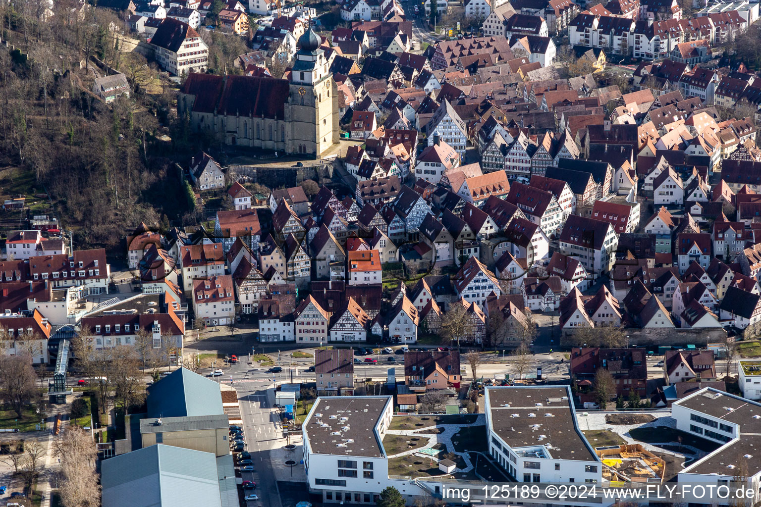 Vue aérienne de Vieille ville historique de l'ouest à Herrenberg dans le département Bade-Wurtemberg, Allemagne