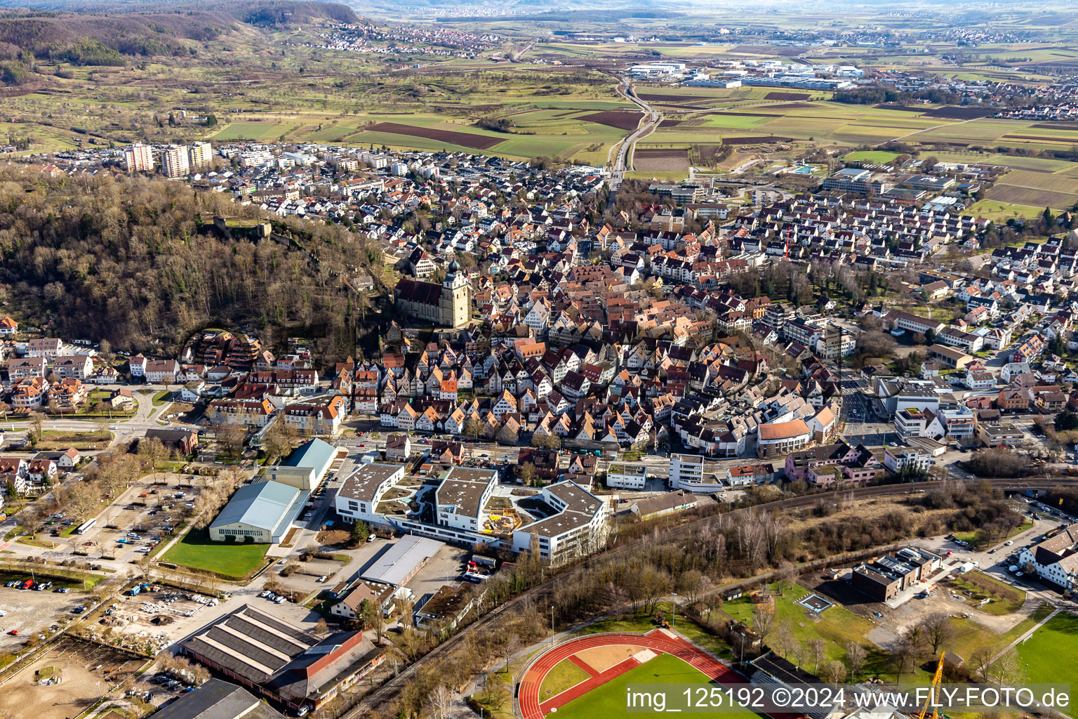 Vue aérienne de Vue de la ville depuis le nord à Herrenberg dans le département Bade-Wurtemberg, Allemagne