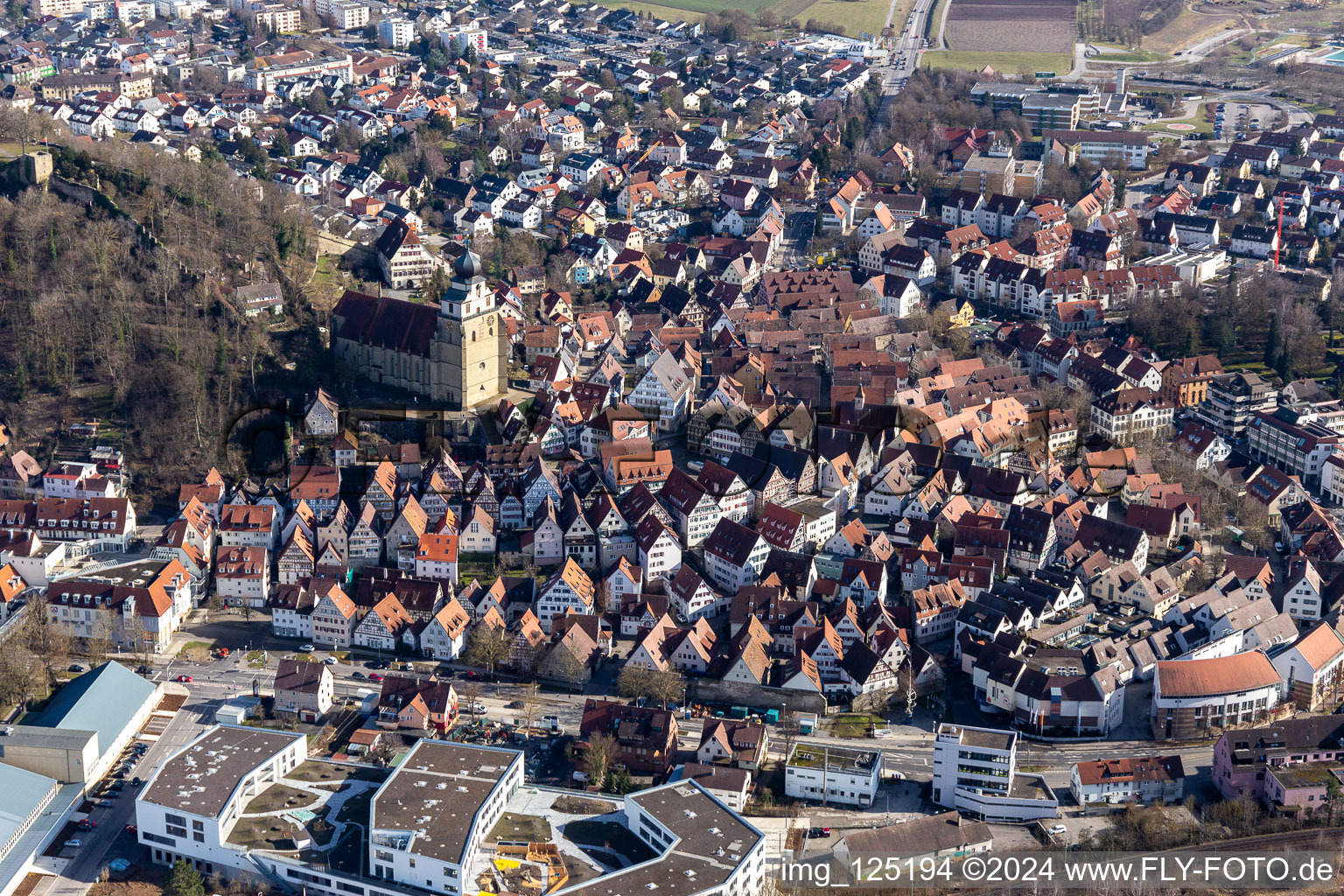 Vue aérienne de Vieille ville historique du nord à Herrenberg dans le département Bade-Wurtemberg, Allemagne