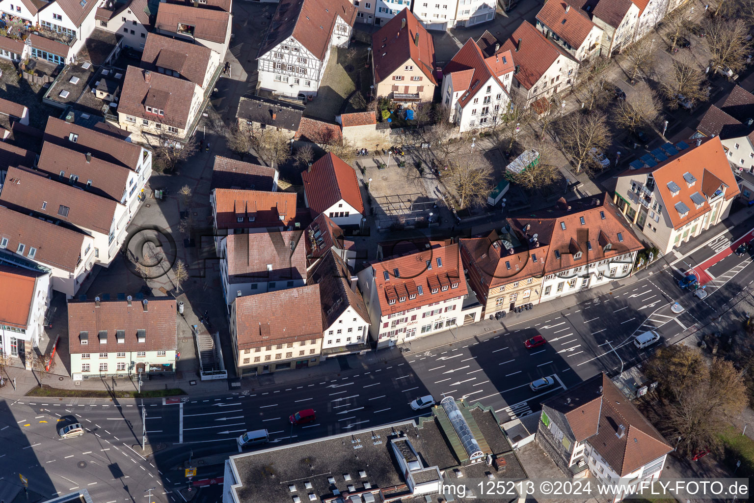 Vue aérienne de Passage souterrain à Bronntor et Auf dem Graben à Herrenberg dans le département Bade-Wurtemberg, Allemagne