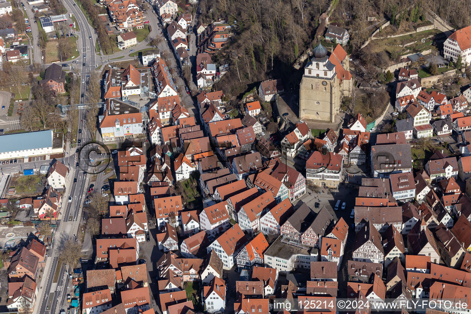 Vue aérienne de Marché à Herrenberg dans le département Bade-Wurtemberg, Allemagne