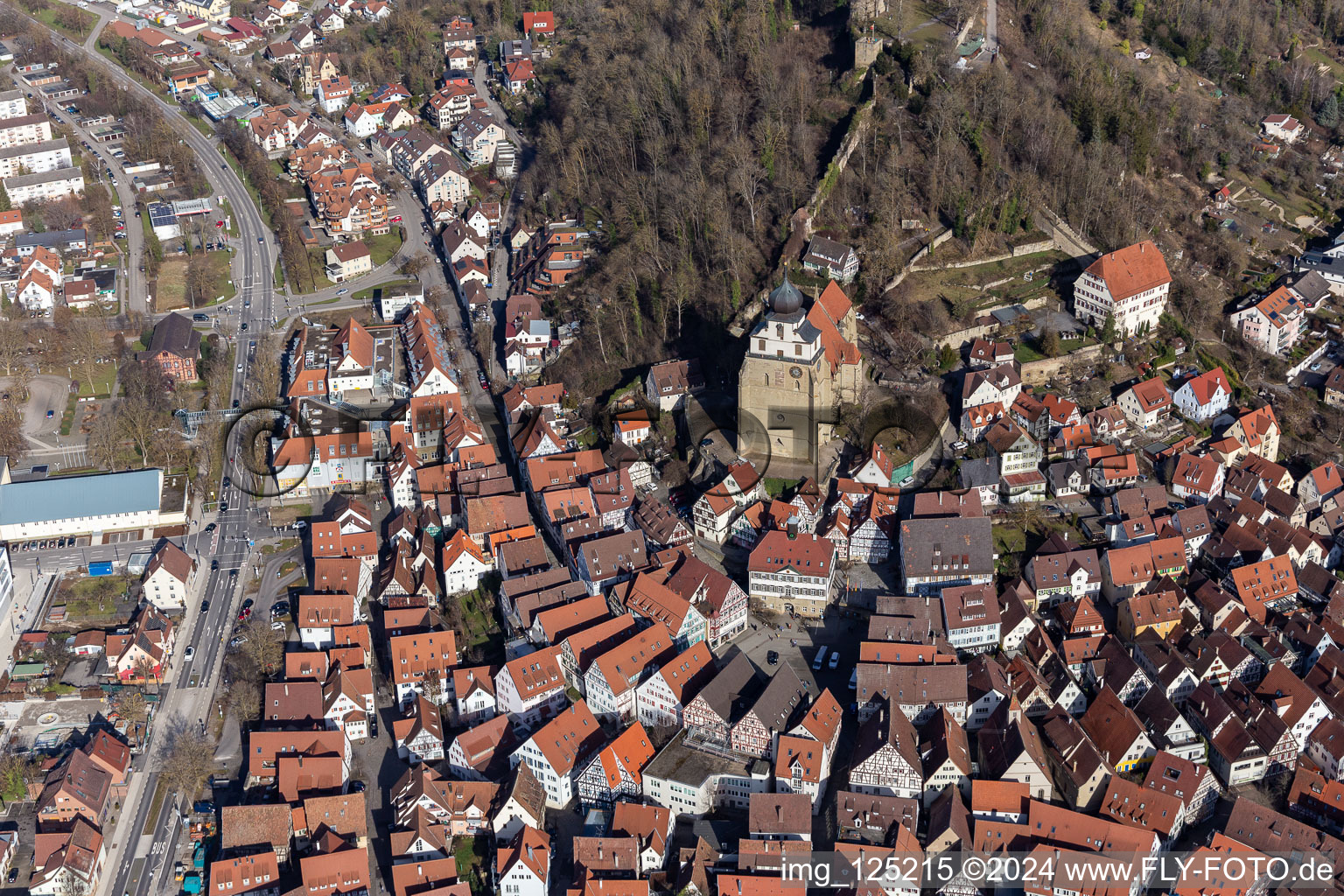 Vue aérienne de Marché à Herrenberg dans le département Bade-Wurtemberg, Allemagne