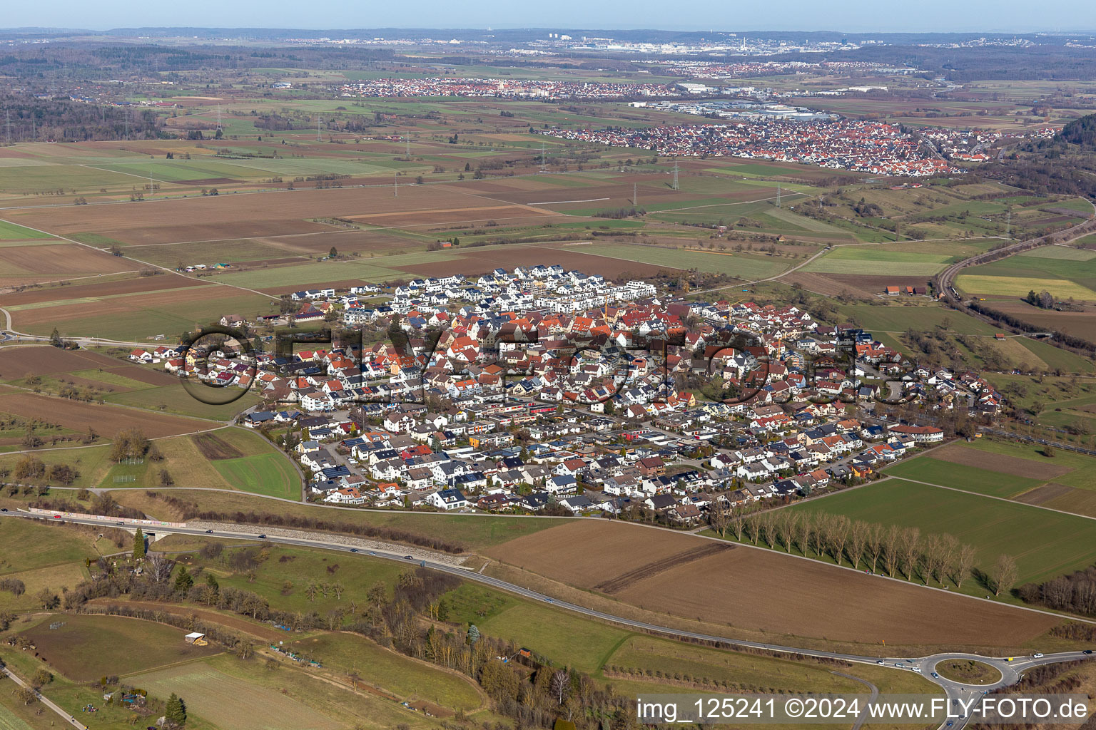 Vue aérienne de Du sud à le quartier Affstätt in Herrenberg dans le département Bade-Wurtemberg, Allemagne