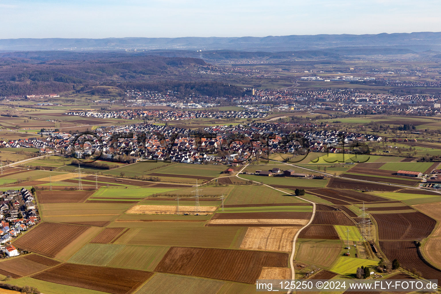 Vue aérienne de Du nord à le quartier Kuppingen in Herrenberg dans le département Bade-Wurtemberg, Allemagne