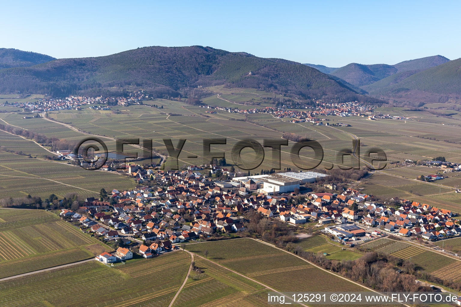 Böchingen dans le département Rhénanie-Palatinat, Allemagne depuis l'avion