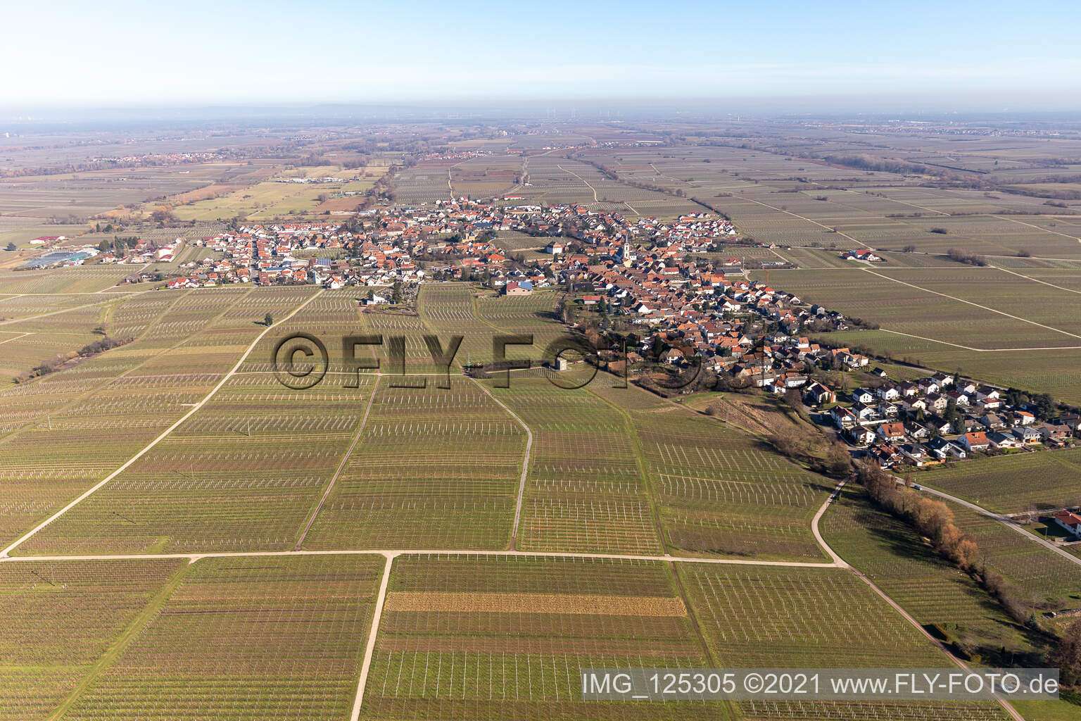 Edesheim dans le département Rhénanie-Palatinat, Allemagne vue d'en haut