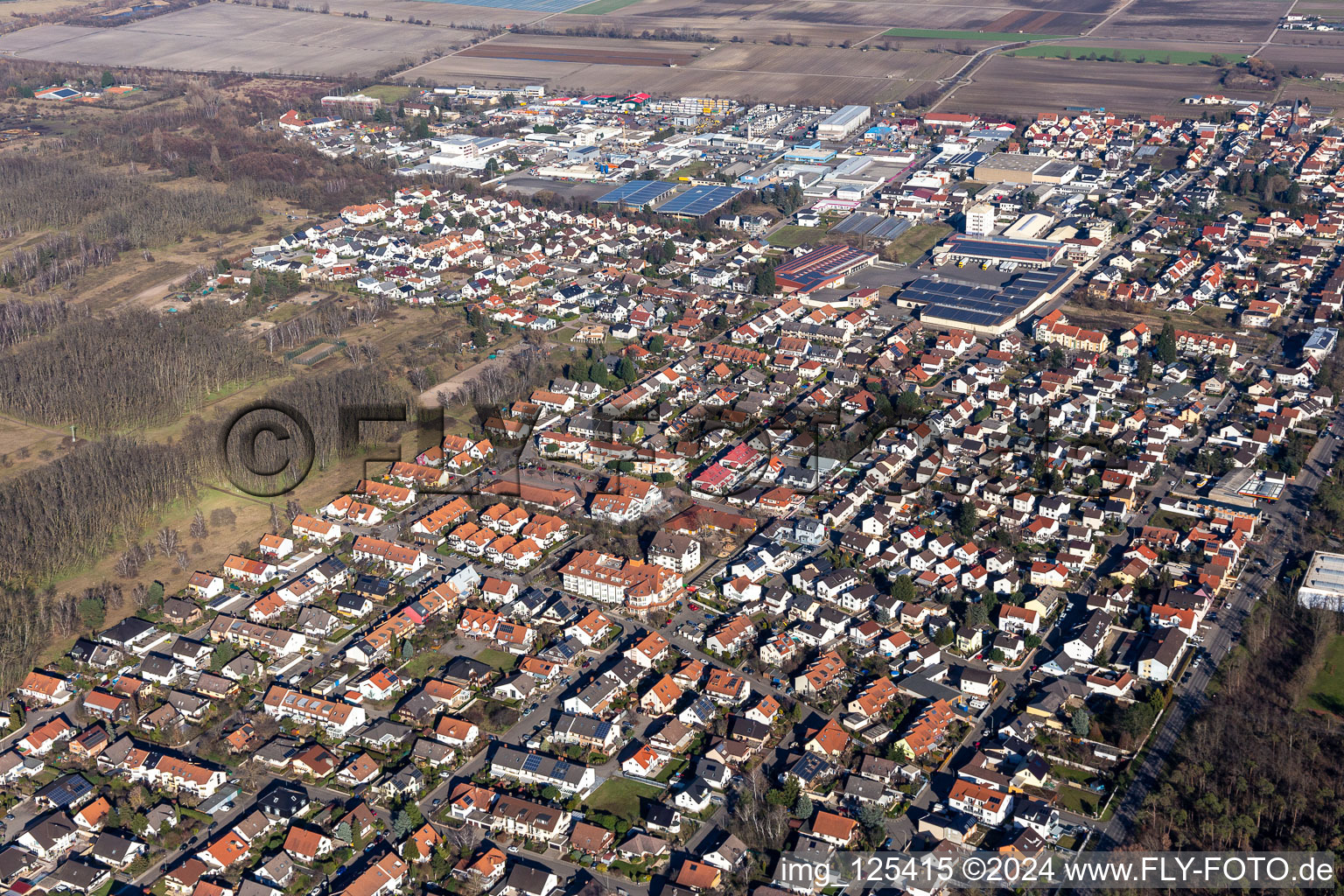 Vue aérienne de Maxdorf dans le département Rhénanie-Palatinat, Allemagne