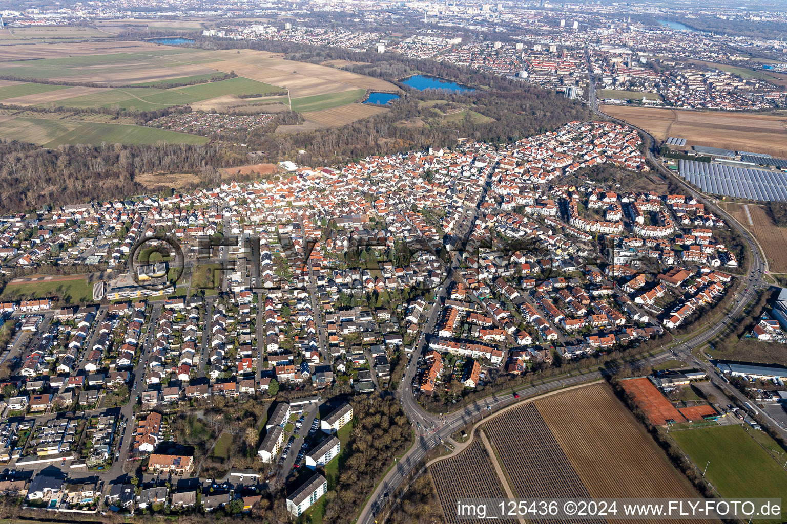 Quartier Maudach in Ludwigshafen am Rhein dans le département Rhénanie-Palatinat, Allemagne hors des airs