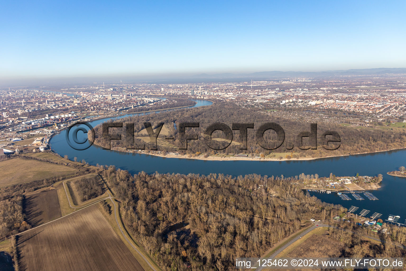 Vue aérienne de Réserve naturelle de Reississel à le quartier Niederfeld in Mannheim dans le département Bade-Wurtemberg, Allemagne