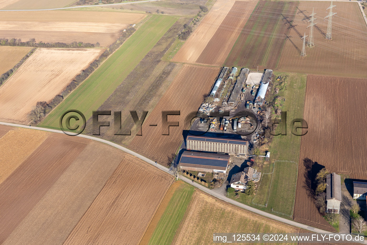 Vue aérienne de Aussiedlerhof Alsheimer Weg à Plankstadt dans le département Bade-Wurtemberg, Allemagne