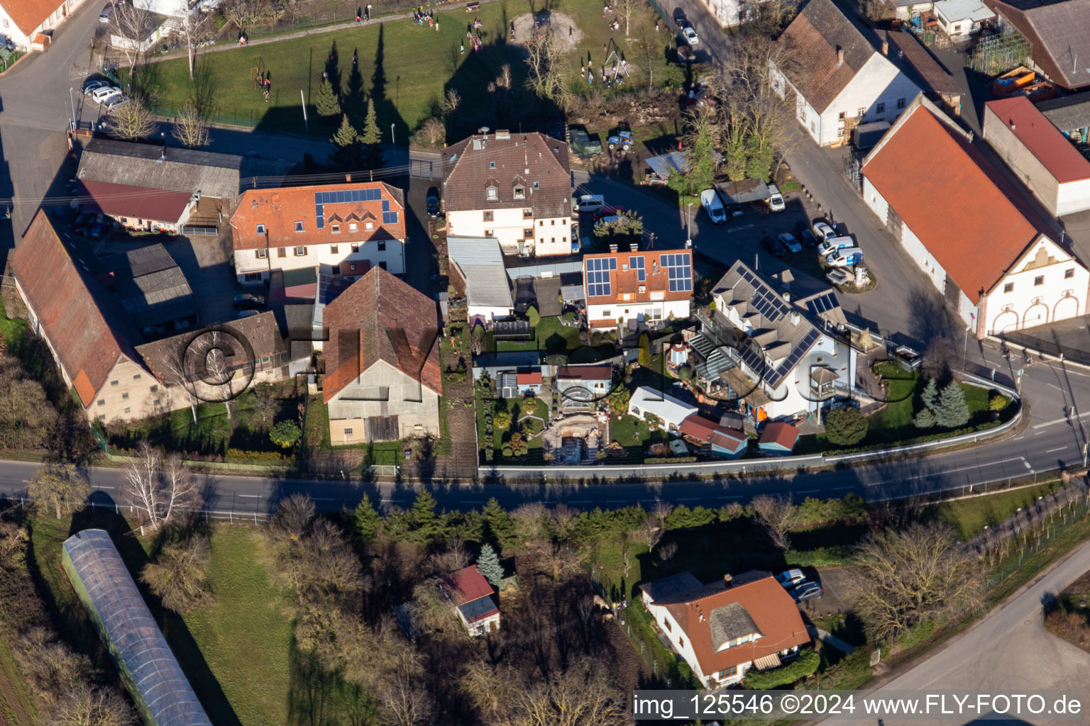 Vue oblique de Quartier Bruchhausen in Sandhausen dans le département Bade-Wurtemberg, Allemagne