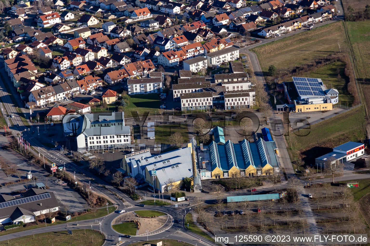 Vue aérienne de Harres Events GmbH à le quartier Rot in St. Leon-Rot dans le département Bade-Wurtemberg, Allemagne