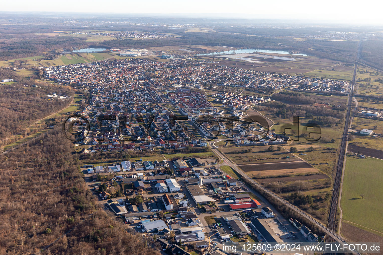 Vue oblique de Quartier Wiesental in Waghäusel dans le département Bade-Wurtemberg, Allemagne