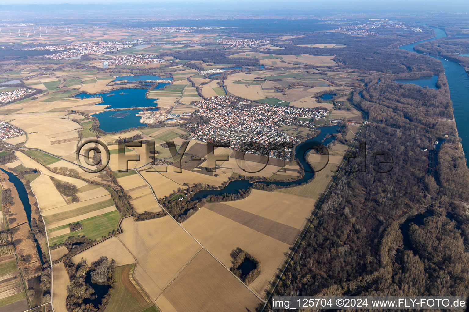 Photographie aérienne de Leimersheim dans le département Rhénanie-Palatinat, Allemagne