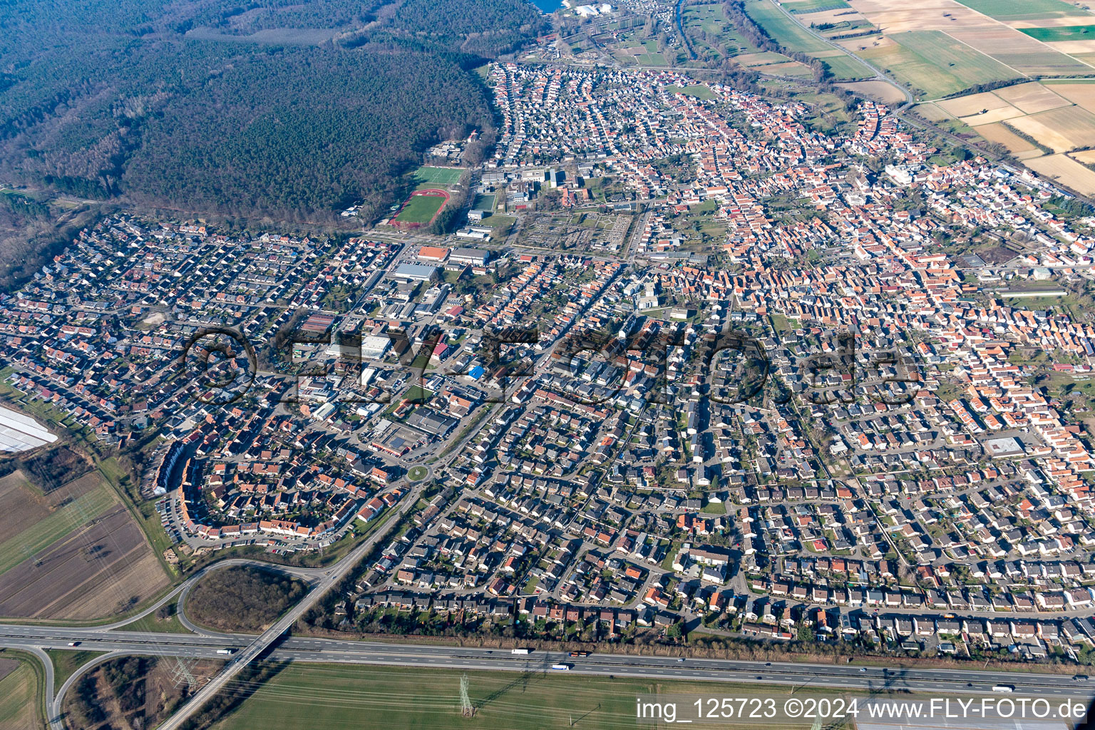 Rülzheim dans le département Rhénanie-Palatinat, Allemagne vue du ciel