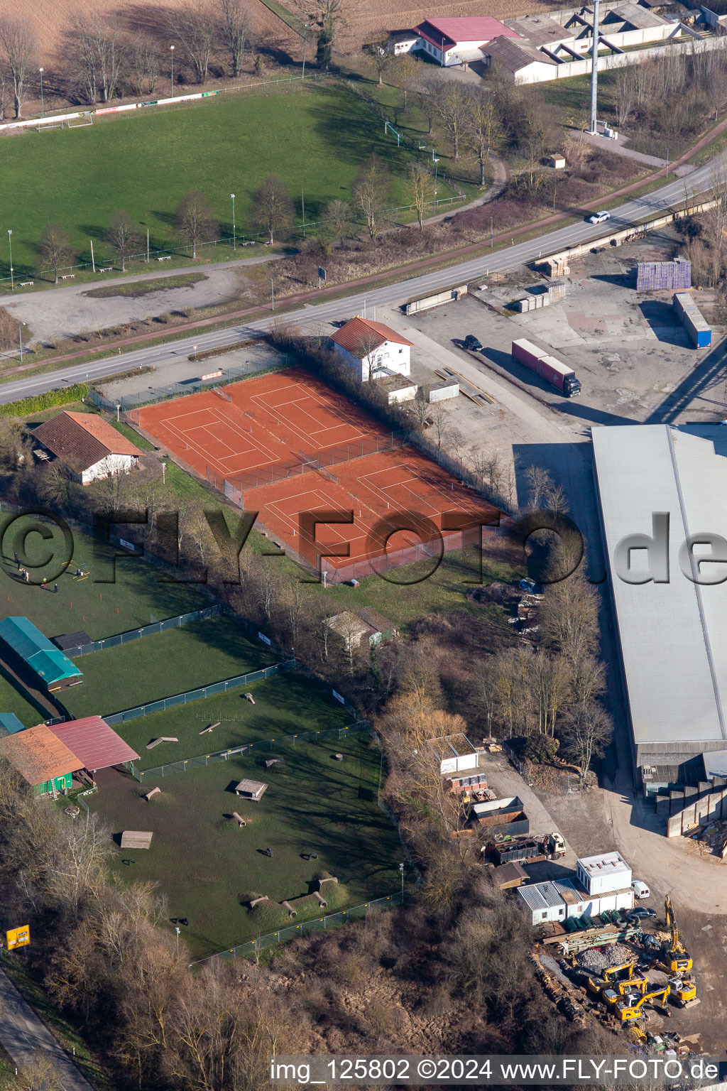 Vue aérienne de Club de tennis et de sports canins à Rohrbach dans le département Rhénanie-Palatinat, Allemagne